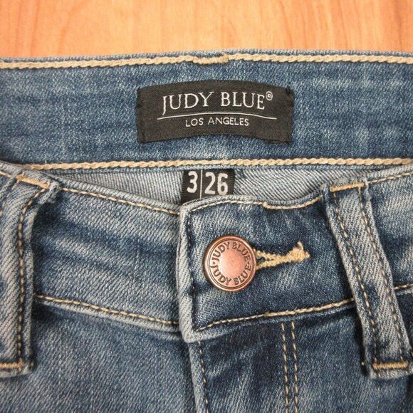 JUDY BLUE Peek A Camo Patch Distressed Denim Jeans Size 3/26 Janette JB82109MD - Picture 7 of 14